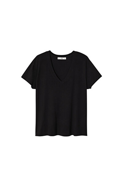 MANGO Woman Черна дамска тениска 37040356