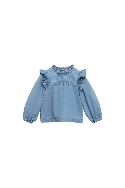 MANGO Bluză pentru fetiță de culoare denim medie 77046342