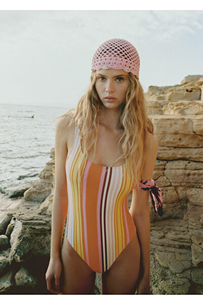 MANGO Pembe Kadın  Şapka 77040196