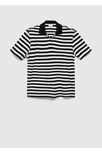 MANGO Ανδρικό μπλουζάκι με λαιμόκοψη Navy Blue 77020610