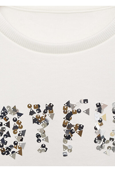 MANGO Εκρού φούτερ για κορίτσι 77029234