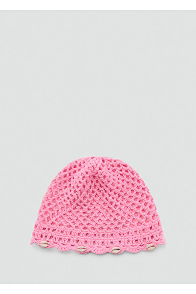MANGO Pembe Kadın  Şapka 77040196