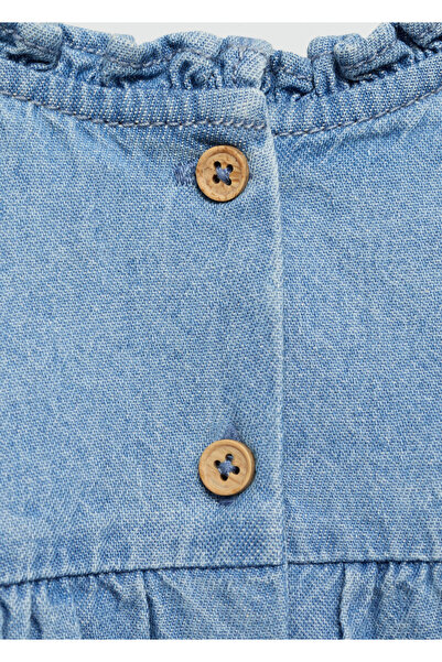 MANGO Orta Denim Rengi Kız Bebek Bluz 77046342