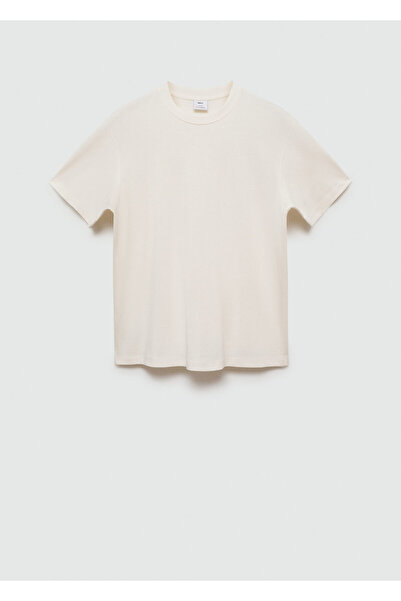 MANGO Kirik Beyaz Erkek  T-Shirt 77170586