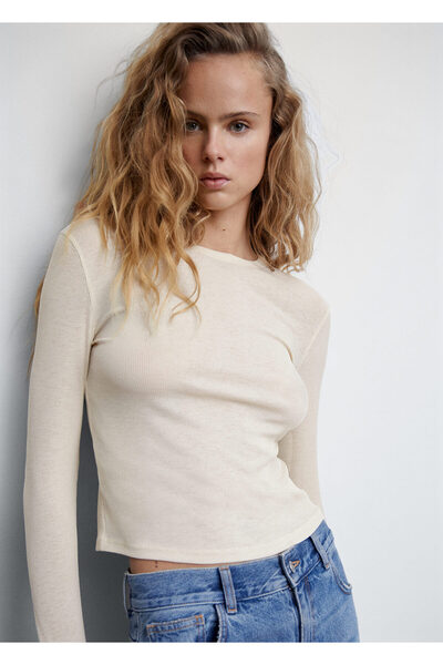 MANGO Woman Φυσικό γυναικείο μπλουζάκι για ενήλικες 47065877