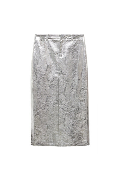 MANGO Woman Metalik Midi Etek