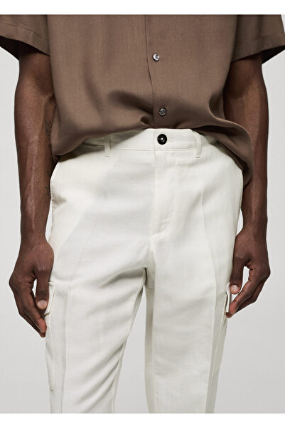 MANGO Man Keten Karışımlı Kargo Pantolon