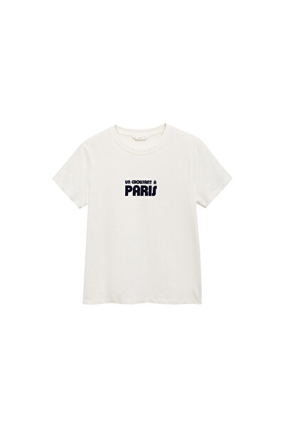 MANGO Tricou pentru fete alb catifelat 77006753