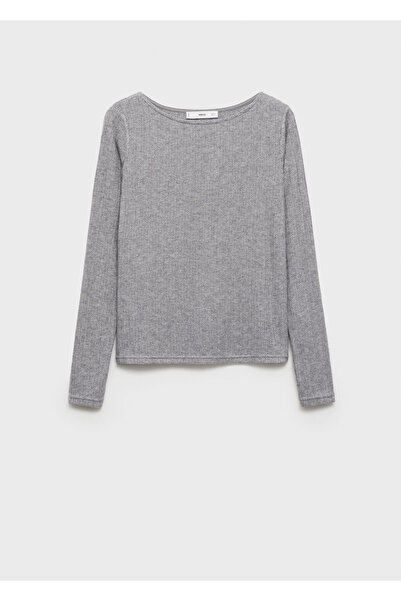 MANGO Μεταλλικό Γκρι Γυναικείο T-Shirt 77008270