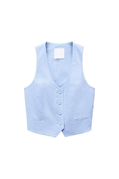 MANGO Небесно-блакитний жіночий жилет 67067112
