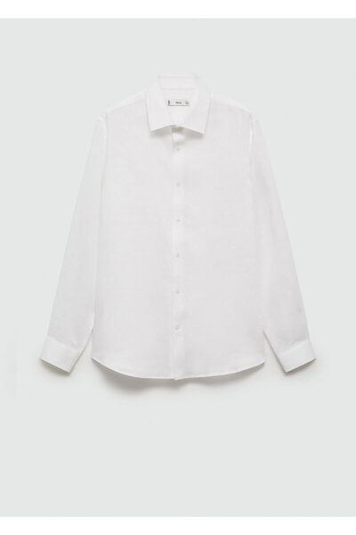 MANGO Λευκό ανδρικό πουκάμισο 77020580