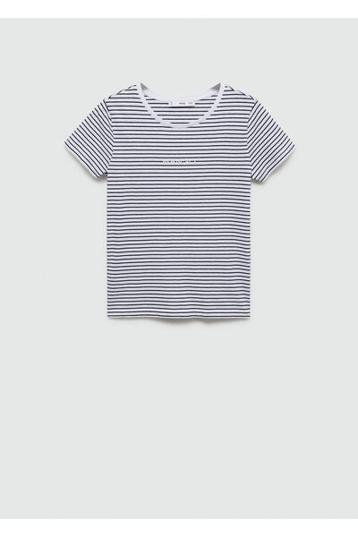 MANGO Marineblaues Damen-T-Shirt 77210355