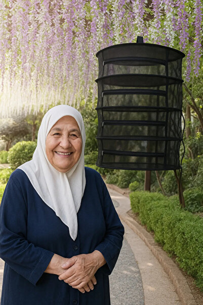 ENS PLASTİK 4 Seviyeli Yeşil Bitki, Sebze Ve Meyve Kurutma Filesi - Katlanabilir Ve Fermuarlı Tasarım