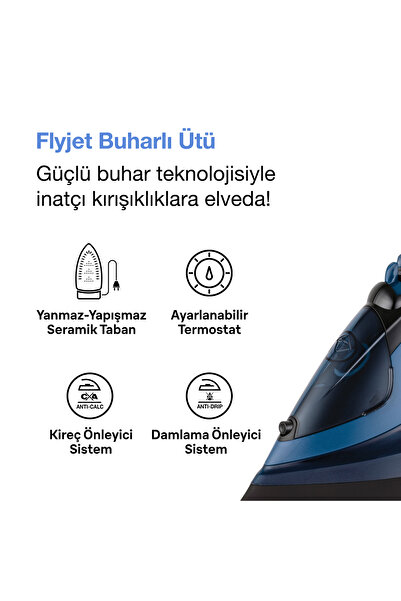 Fakir Flyjet Buharlı Ütü  Mavi - Siyah