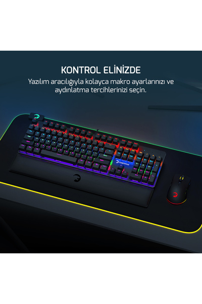 GamePower Ogre Rainbow 60M Blue Switch Türkçe Q USB Mekanik Gaming Klavye - 3 Yıl Garantili