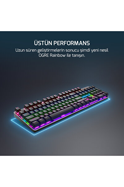 GamePower Ogre Rainbow 60M Blue Switch Türkçe Q USB Mekanik Gaming Klavye - 3 Yıl Garantili