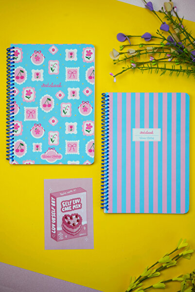 Victoria's Journals A5 Spiralli Okul Defteri 2’li Set – Çizgili, Soft Touch Kapak