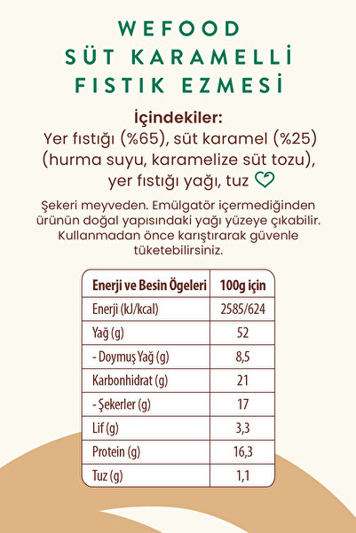 Wefood Süt Karamelli Fıstık Ezmesi 300 gr