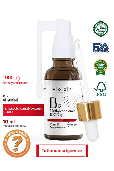 VOOP Vitamin B12 Methylcobalamin | 1000 µg (mikro gram) Sprey-Damla - 10 ml