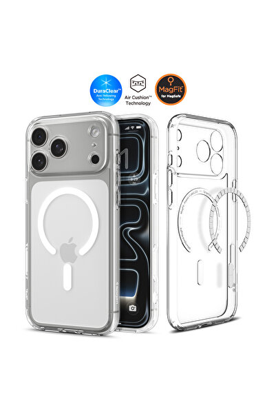 Spigen iPhone 17 Pro Max Slim Magsafe Case Ultra Hybrid Magfit Clear White Tr...