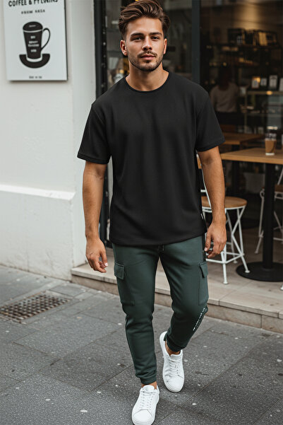 Edit by Trendyol Чоловічі зелені плавки Regular Fit з принтом і карго-кишенями TEDAW25EA00002