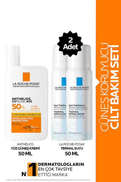 La Roche Posay Güneş Koruyucu Cilt Bakım Seti: Anthelios Uvmune Yüz Güneş Kremi 50ML&Termal Su 50MLX2
