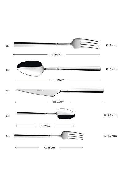Emsan Penta 30 Parça 6 Kişilik Çatal Kaşık Bıçak Takımı