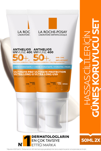 La Roche Posay Anthelios Uvmune Hassas Ciltler Için Yüksek Korumalı Yüz Güneş Kremi Set 50 ml SPF50+ X2