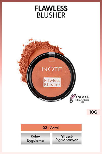 NOTE Flawless Blusher Mat Bitişli Toz Allık - 02 Coral
