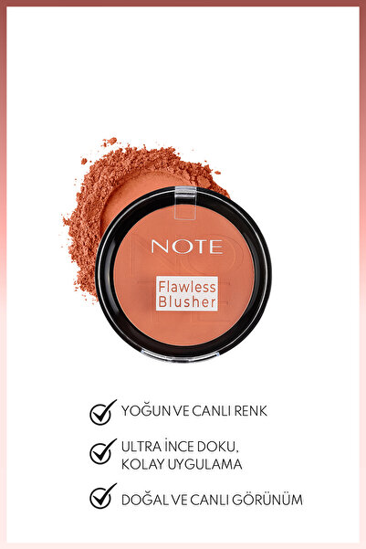 NOTE Flawless Blusher Mat Bitişli Toz Allık - 02 Coral