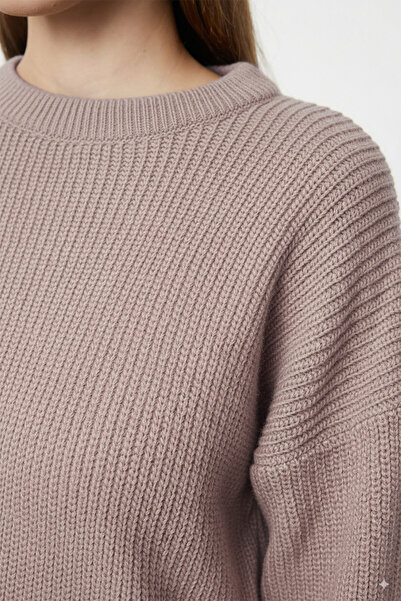 Trendyol Collection Mink Wide Fit Ribbed Soft Textured Knitwear Sweater Twoaw25Kz00342