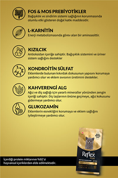 Reflex Plus British Shorthair Hipoalerjenik Yavru Kedi Maması 1,5 Kg