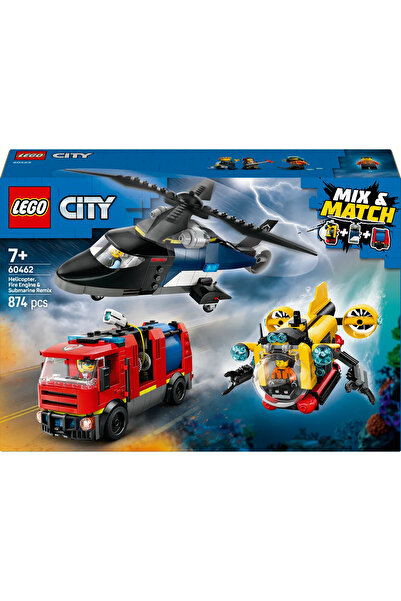LEGO ® City Helikopter, İtfaiye Kamyonu ve Denizaltı Karışımı 60462- 7+ Oyuncak Yapım Seti (874P)