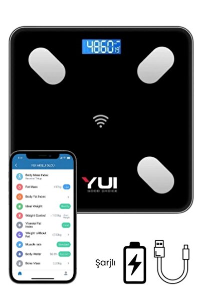 Yui KB13 Akıllı Vücut Analiz Tartısı – Yağ, Su, Kas, Kitle Endeksi & Kilo Ölçer Dijital Baskül