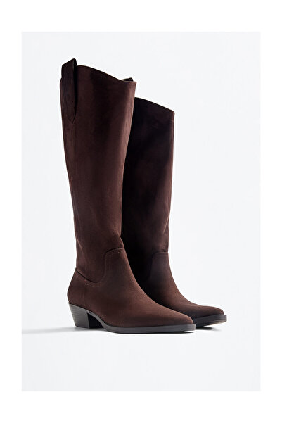 LEFTIES Dámské volné kovbojské boty z umělé semiše