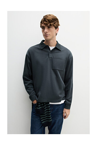 LEFTIES Pánská mikina s texturovaným polo límcem