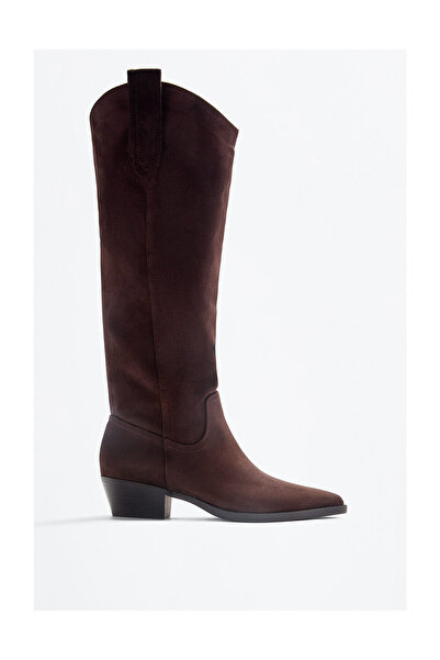 LEFTIES Dámské volné kovbojské boty z umělé semiše