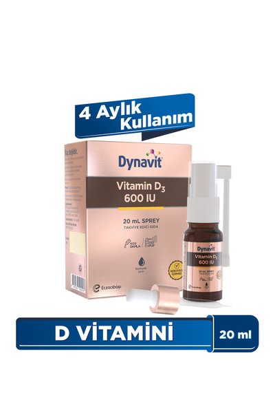 Dynavit Vitamin D3 600 IU (25mcg) 20 mL Sprey - Bağışıklık & Kas & Kemik - D3 Vitamini