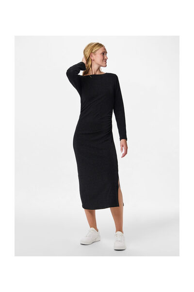 PIECES Pcjina Ls Boatneck Midi Dress Jrs Pwp Bc