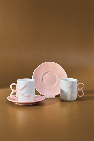 Karaca Φλιτζάνι καφέ Ribbon για 2 άτομα 110 ml Ροζ