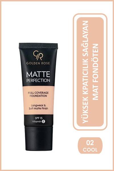 Golden Rose Matte Perfection Foundation Cool 02 Söğüt Özü & Üzüm Çekirdeği Ya...