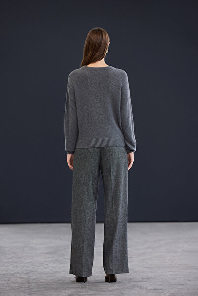 Trendyol Collection Trendyol Studio Gray Cashmere Blended Crew Neck Knitwear Sweater Twoaw26Kz00251