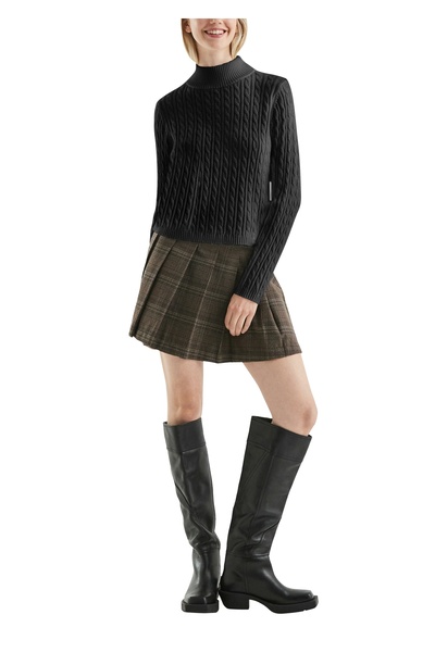 QS by s.Oliver Fitted Sweater with Cable Knit Pattern