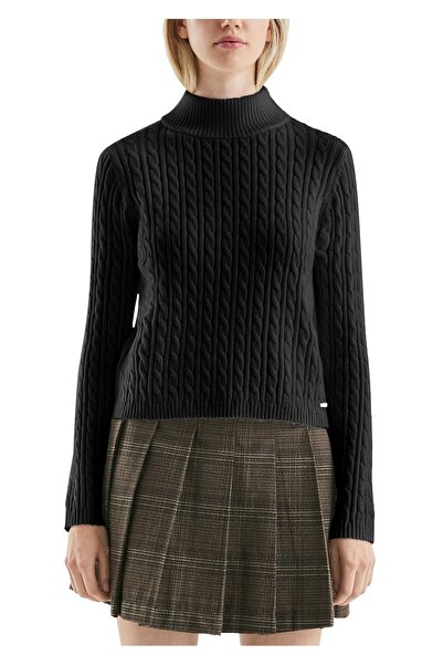 QS by s.Oliver Fitted Sweater with Cable Knit Pattern