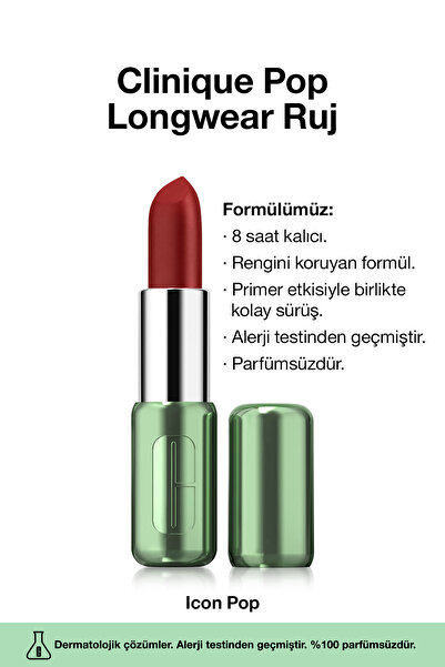 Clinique Pop Longwear™ Gün Boyu Kalıcı Ruj - Renk: Icon Pop 3.9g | Mat Bitiş