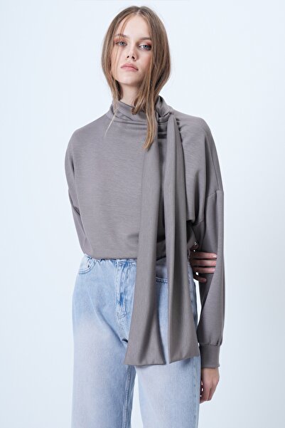 Trend Alaçatı Stili Women's Mink Shawl Detailed Regular Fit Modal Fabric Blouse Alc-X14653