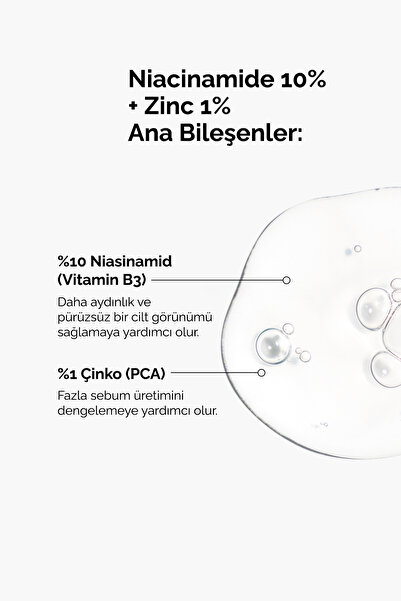 The Ordinary Niacinamide 10% + Zinc 1% - Leke ve Gözenek Görünümü Karşıtı Serum 30ml