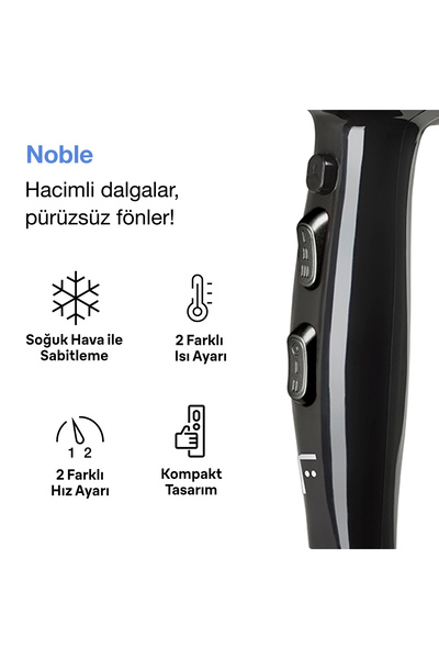 Fakir Noble Ac Motor Saç Kurutma Makinesi - Siyah