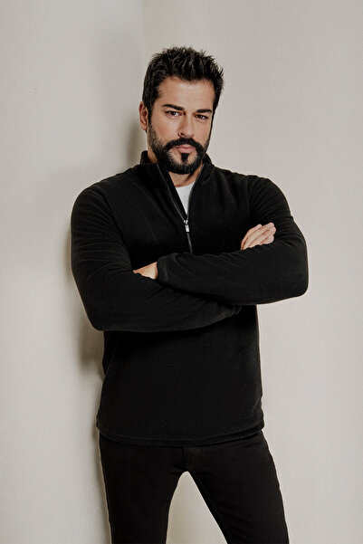 AC&Co / Altınyıldız Classics Unisex 2'li Paket Standart Fit Dik Yaka Soğuk Geçirmez Sweatshirt Polar Siyah-Haki