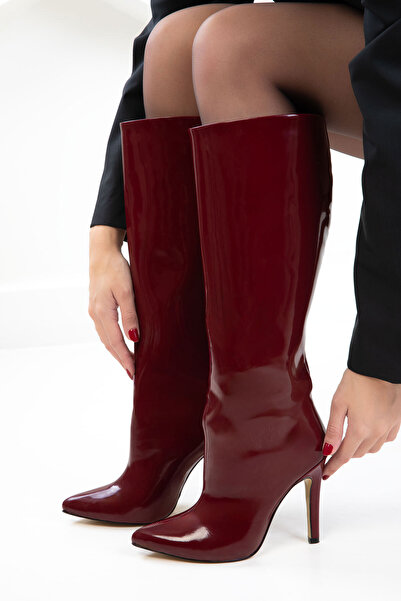 SOHO Claret Red Patent Leather Women's Boots 21100